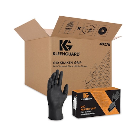G10 Kraken Grip Nitrile Gloves, Black, Medium, 1000PK